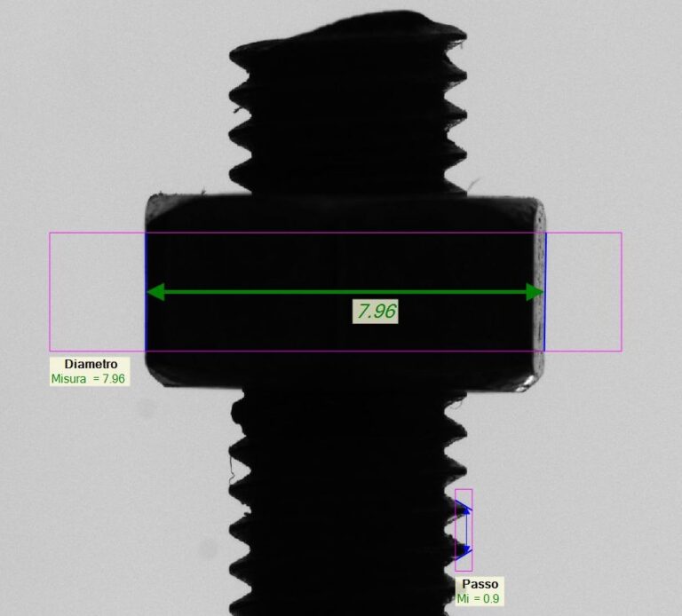 Misura senza contatto del diametro di una vite con il micrometro ottico VEMicrometer